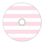 Horizontal Stripes - White and Piggy Pink CD Wall Clock