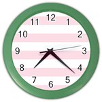 Horizontal Stripes - White and Piggy Pink Color Wall Clock