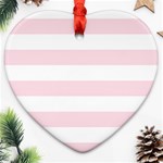 Horizontal Stripes - White and Piggy Pink Ornament (Heart)