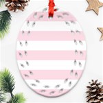 Horizontal Stripes - White and Piggy Pink Ornament (Bell) Ornament (Oval Filigree)