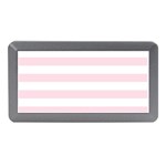 Horizontal Stripes - White and Piggy Pink Memory Card Reader (Mini)