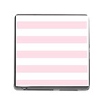Horizontal Stripes - White and Piggy Pink Memory Card Reader (Square)