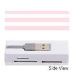 Horizontal Stripes - White and Piggy Pink Memory Card Reader (Stick)