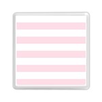 Horizontal Stripes - White and Piggy Pink Memory Card Reader with Storage (Square)
