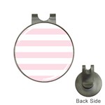 Horizontal Stripes - White and Piggy Pink Golf Ball Marker Hat Clip