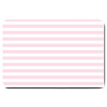 Horizontal Stripes - White and Piggy Pink Large Doormat