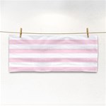 Horizontal Stripes - White and Piggy Pink Hand Towel