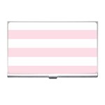 Horizontal Stripes - White and Piggy Pink Business Card Holder
