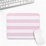 Horizontal Stripes - White and Piggy Pink Small Mousepad