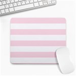 Horizontal Stripes - White and Piggy Pink Large Mousepad