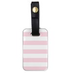 Horizontal Stripes - White and Piggy Pink Luggage Tag (One Side)