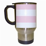 Horizontal Stripes - White and Piggy Pink Travel Mug (White)