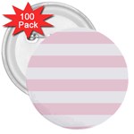 Horizontal Stripes - White and Piggy Pink 3  Button (100 pack)