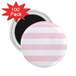 Horizontal Stripes - White and Piggy Pink 2.25  Magnet (100 pack)