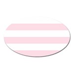 Horizontal Stripes - White and Piggy Pink Magnet (Oval)