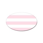Horizontal Stripes - White and Piggy Pink Sticker Oval (100 pack)
