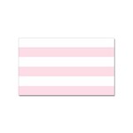 Horizontal Stripes - White and Piggy Pink Sticker (Rectangular)