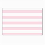 Horizontal Stripes - White and Piggy Pink Postcard 4 x 6  (Pkg of 10)