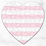 Horizontal Stripes - White and Piggy Pink Jigsaw Puzzle (Heart)