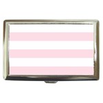 Horizontal Stripes - White and Piggy Pink Cigarette Money Case