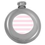 Horizontal Stripes - White and Piggy Pink Hip Flask (5 oz)