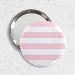 Horizontal Stripes - White and Pale Pink 2.25  Handbag Mirror