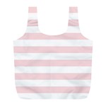 Horizontal Stripes - White and Pale Pink Full Print Recycle Bag (L)
