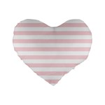 Horizontal Stripes - White and Pale Pink Standard 16  Premium Flano Heart Shape Cushion