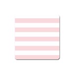 Horizontal Stripes - White and Pale Pink Magnet (Square)