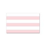Horizontal Stripes - White and Pale Pink Sticker (Rectangular)
