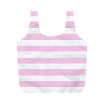 Horizontal Stripes - White and Classic Rose Pink Full Print Recycle Bag (M)