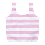 Horizontal Stripes - White and Classic Rose Pink Full Print Recycle Bag (L)