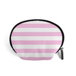 Horizontal Stripes - White and Classic Rose Pink Accessory Pouch (Small)