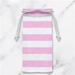 Horizontal Stripes - White and Classic Rose Pink Jewelry Bag