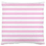 Horizontal Stripes - White and Classic Rose Pink Standard Flano Cushion Case (One Side)