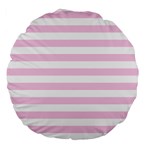 Horizontal Stripes - White and Classic Rose Pink Large 18  Premium Round Cushion