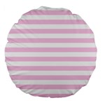 Horizontal Stripes - White and Classic Rose Pink Large 18  Premium Flano Round Cushion