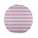 Horizontal Stripes - White and Classic Rose Pink Standard 15  Premium Round Cushion