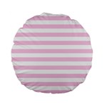 Horizontal Stripes - White and Classic Rose Pink Standard 15  Premium Flano Round Cushion