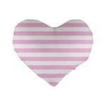 Horizontal Stripes - White and Classic Rose Pink Standard 16  Premium Heart Shape Cushion