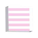 Horizontal Stripes - White and Classic Rose Pink 4 x 4  Acrylic Photo Block