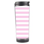 Horizontal Stripes - White and Classic Rose Pink Travel Tumbler