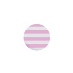 Horizontal Stripes - White and Classic Rose Pink 1  Mini Button