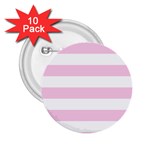 Horizontal Stripes - White and Classic Rose Pink 2.25  Button (10 pack)