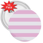 Horizontal Stripes - White and Classic Rose Pink 3  Button (10 pack)