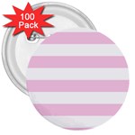 Horizontal Stripes - White and Classic Rose Pink 3  Button (100 pack)