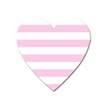 Horizontal Stripes - White and Classic Rose Pink Magnet (Heart)