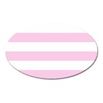 Horizontal Stripes - White and Classic Rose Pink Magnet (Oval)