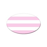 Horizontal Stripes - White and Classic Rose Pink Sticker Oval (10 pack)