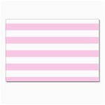 Horizontal Stripes - White and Classic Rose Pink Postcard 4  x 6 